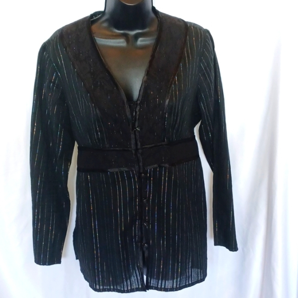 Bill Blass Vintage evening Jacket semi-sheer floral Lace long sleeve women’s PM